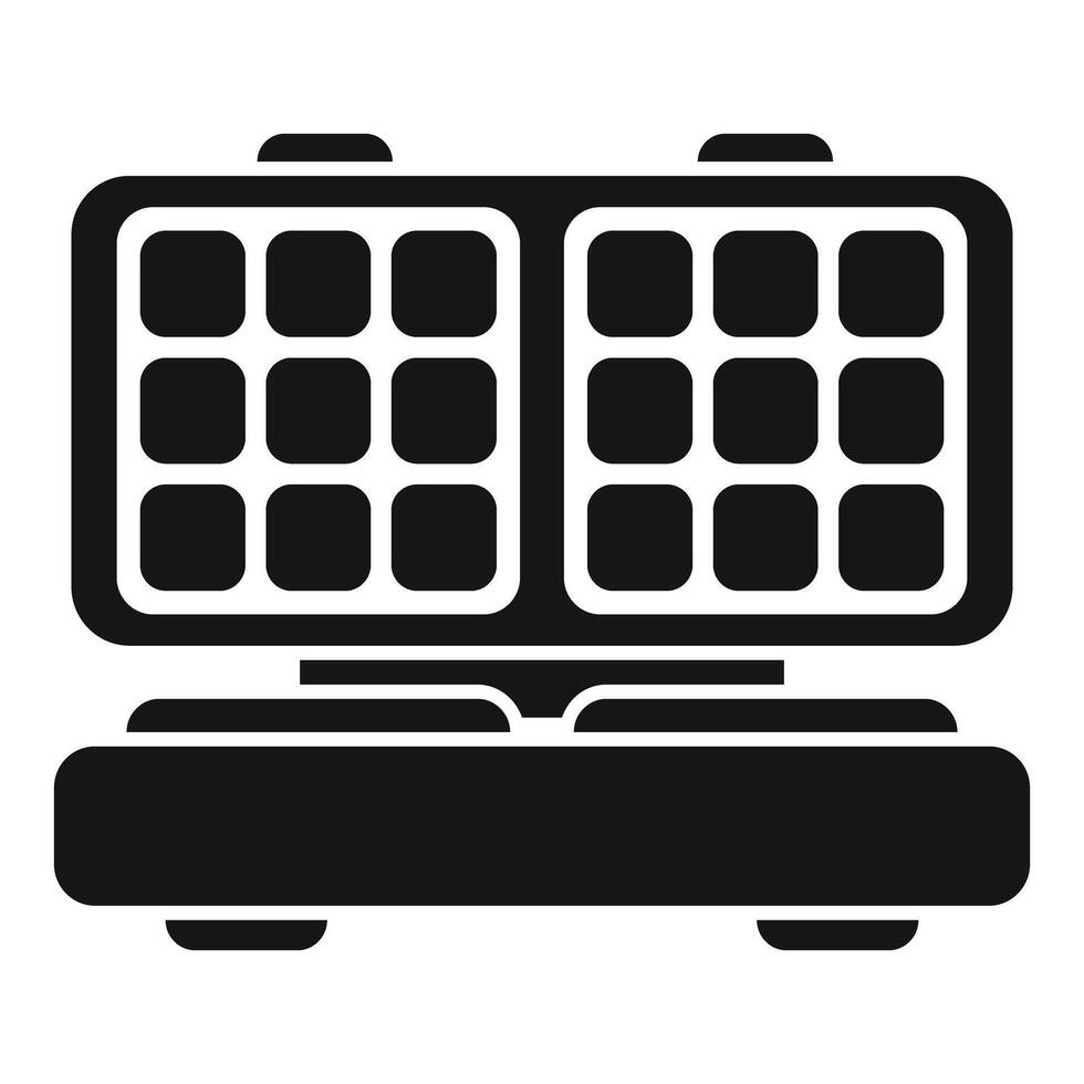 Simplified black and white icon of a belgian waffle maker, ideal for kitchen appliance concepts vector