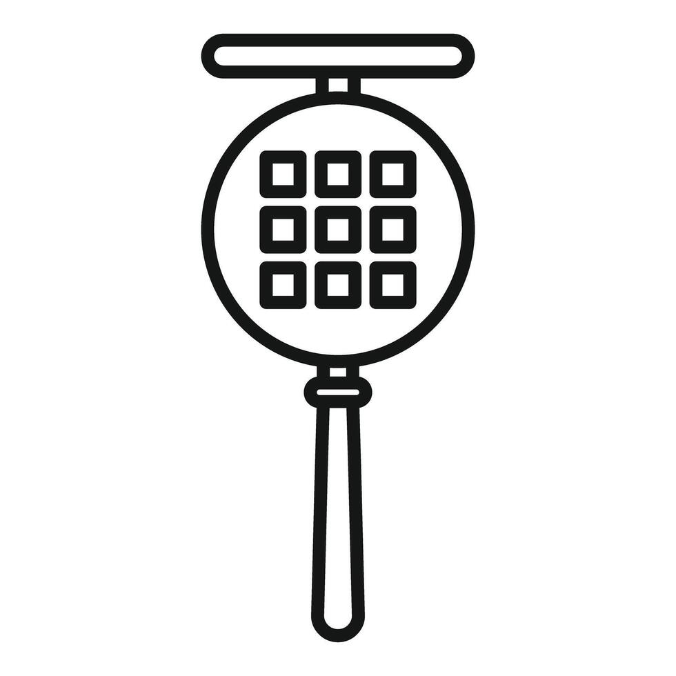 Cartoon magnifying glass with grid pattern vector