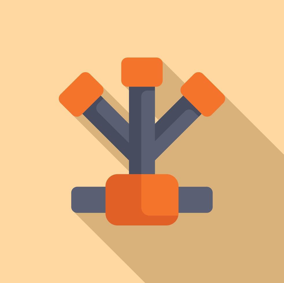 Illustration of crossed dumbbells in a flat design style with a shadow, on a beige background vector