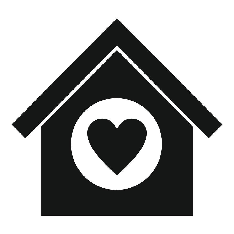 Minimalist illustration of a house with a heart symbol in the center vector