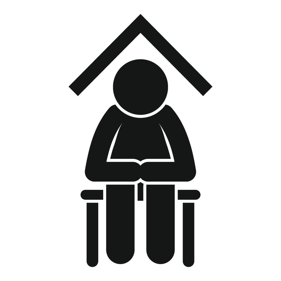 Stay at home icon with reading person silhouette vector