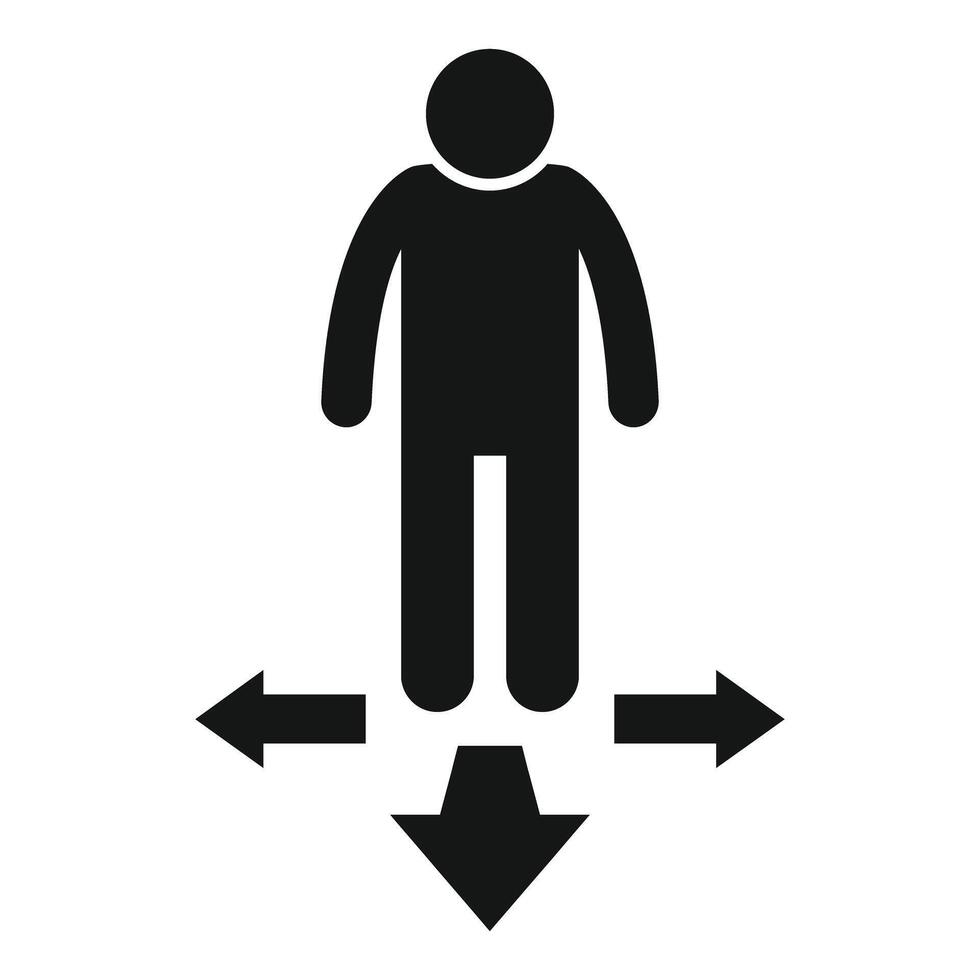 Human figure with directional arrows icon vector