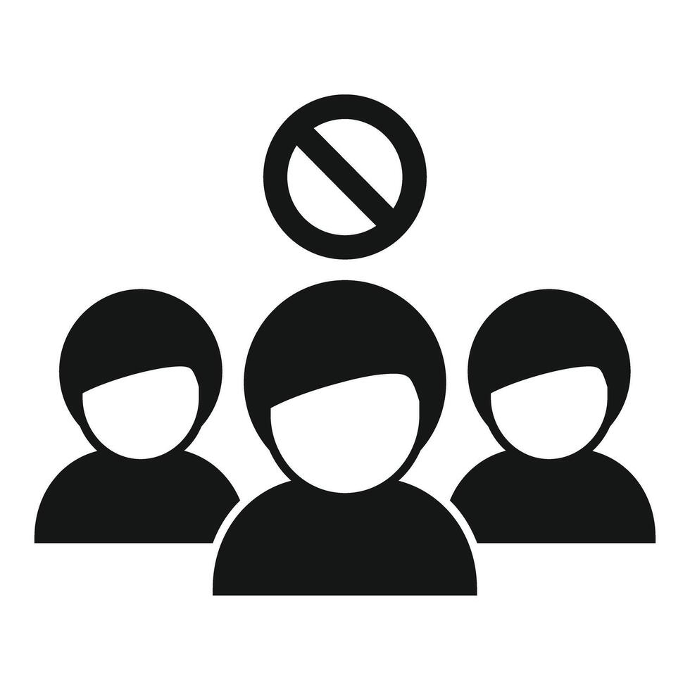 icon of a group of people with a noentry sign above vector