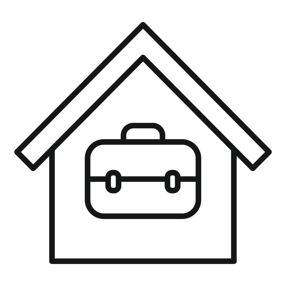 Line art icon of a briefcase inside a house, symbolizing remote work vector