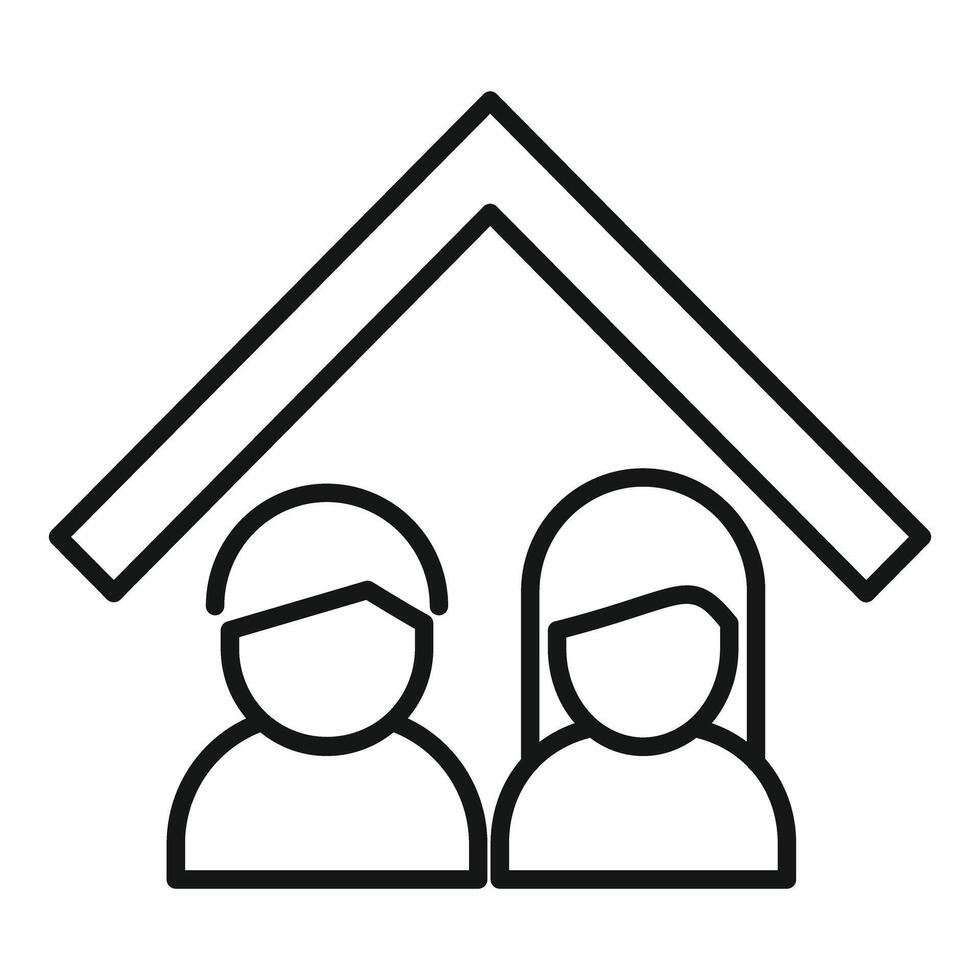 Stay home icon with figures under roof vector