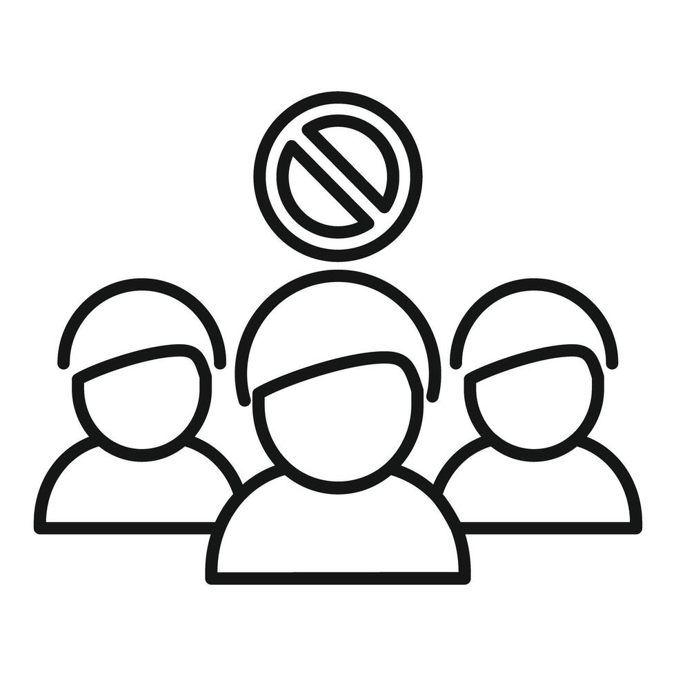 No gathering icon with three figures and prohibited sign vector