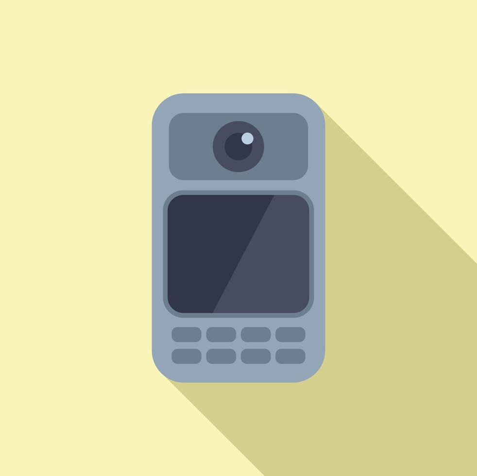 Flat design illustration of a classic mobile phone with shadow on a beige background vector