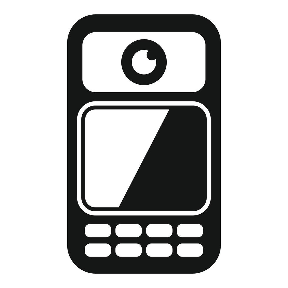 Black and white icon of an oldfashioned mobile phone with buttons vector