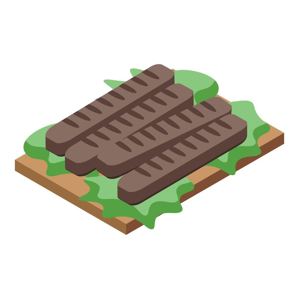 Isometric illustration of chocolate ice cream bars on sticks vector