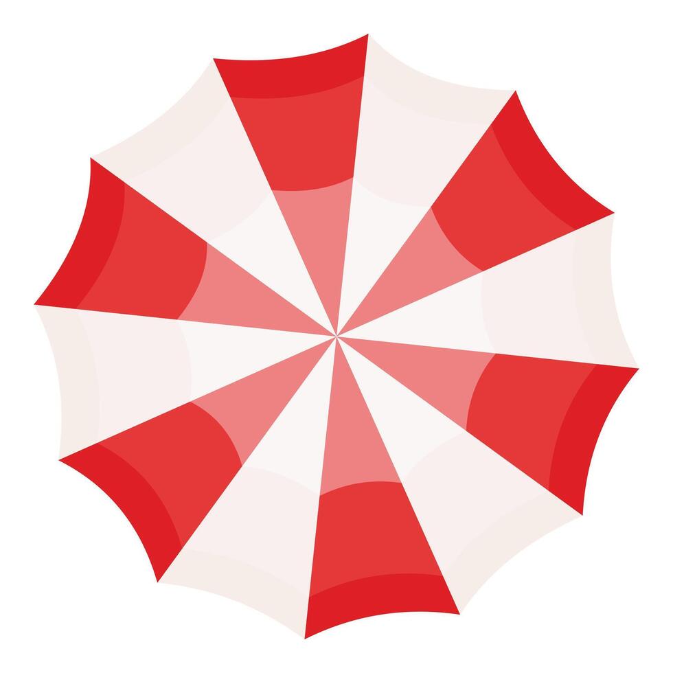 Red and white striped umbrella top view vector