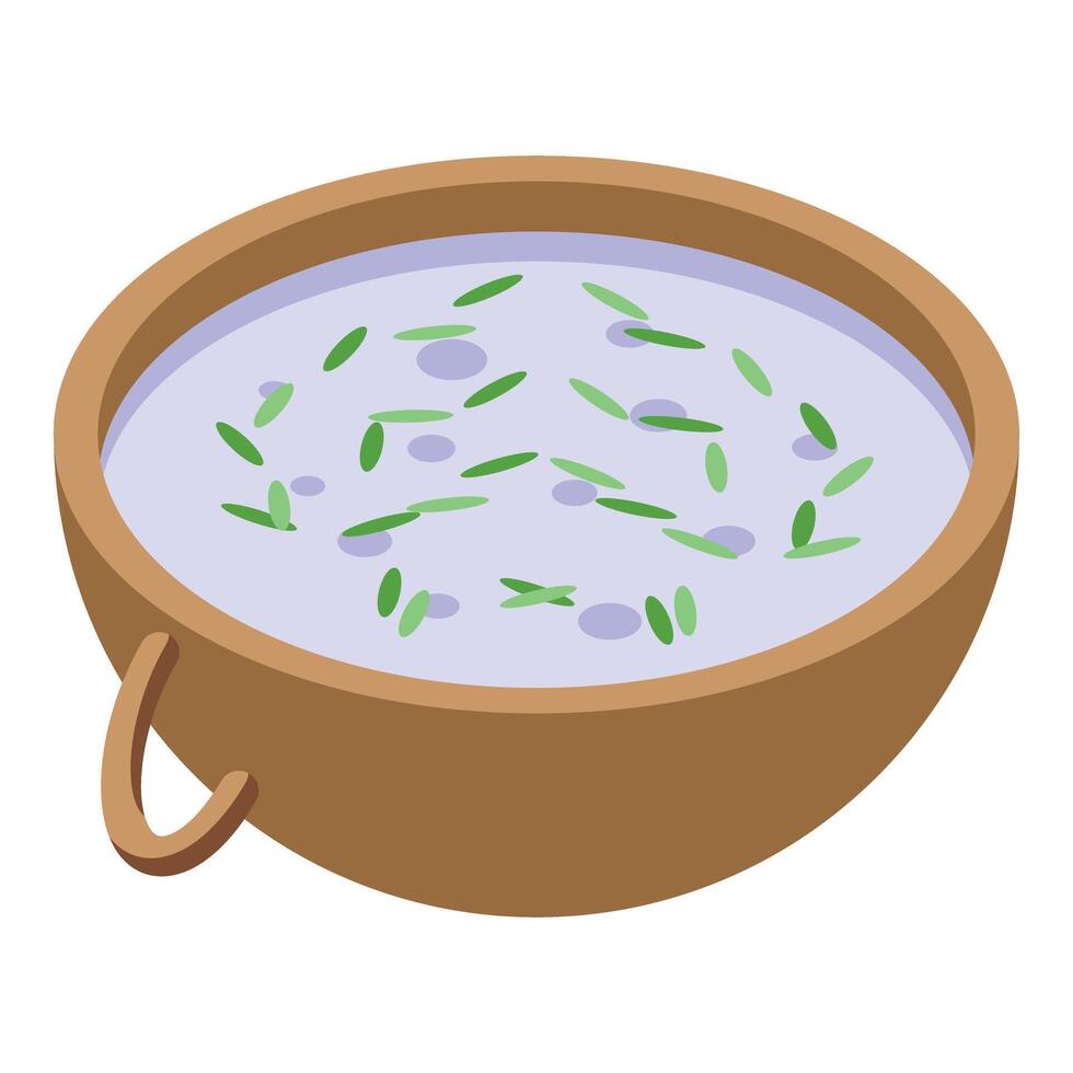 Illustration of a bowl of soup with herbs vector