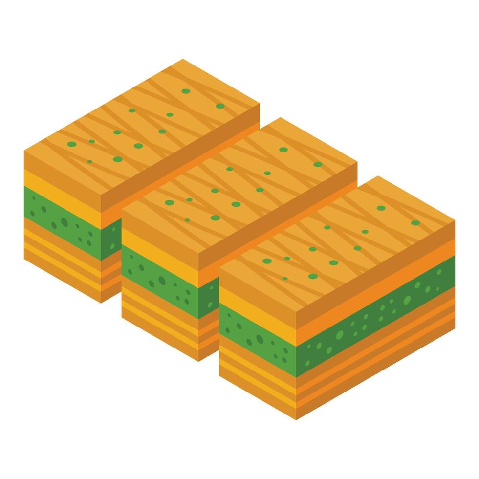 Isometric illustration of baklava dessert vector