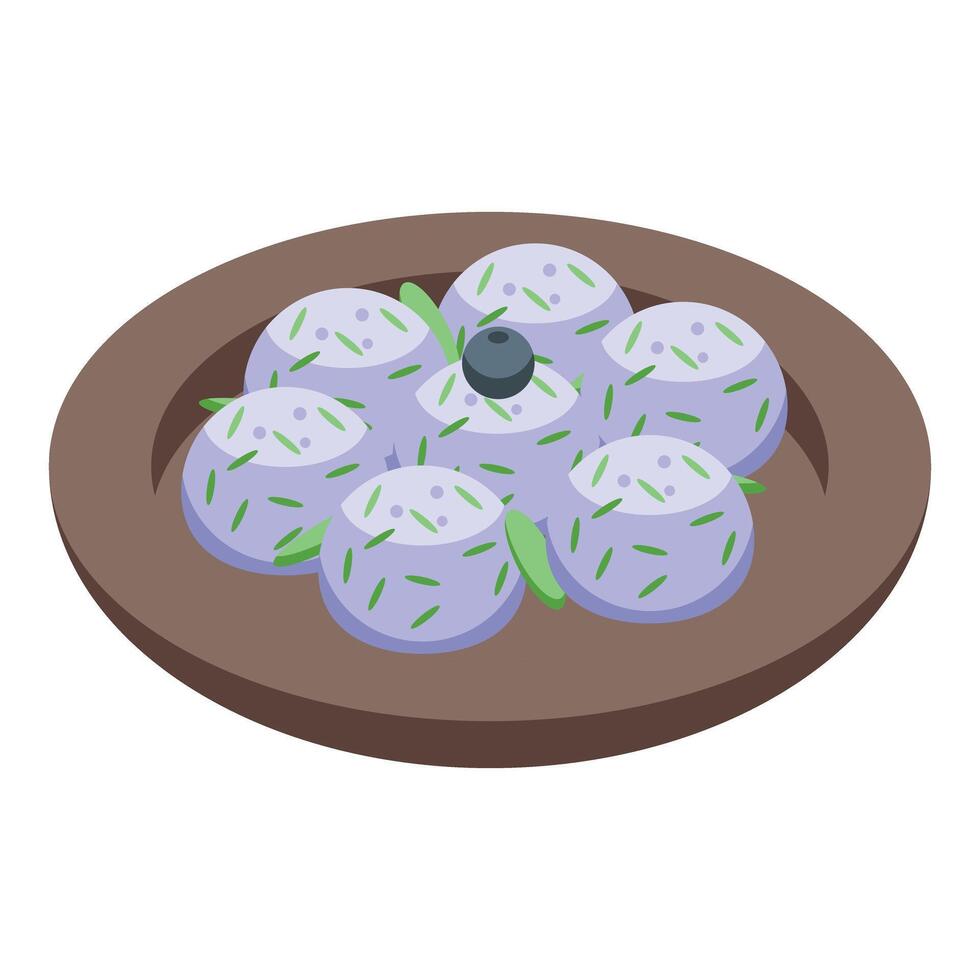 Cartoon dumplings on plate illustration vector