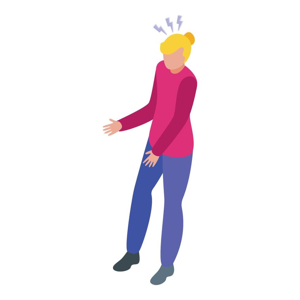 Isometric illustration of a person with knee pain vector