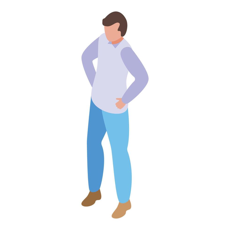 Isometric illustration of a man standing with hands on hips in casual attire vector