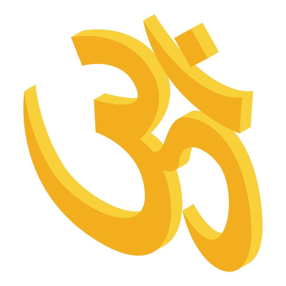 Vibrant illustration of the sacred om symbol in a golden gradient color vector