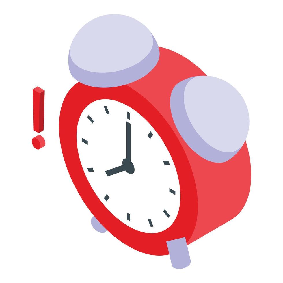 Isometric red alarm clock illustration vector