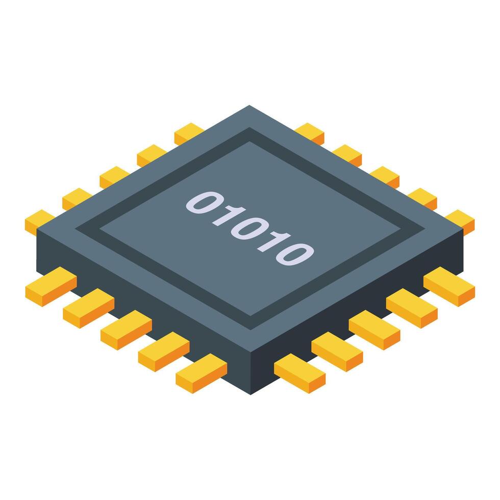 Isometric 3d microchip illustration vector