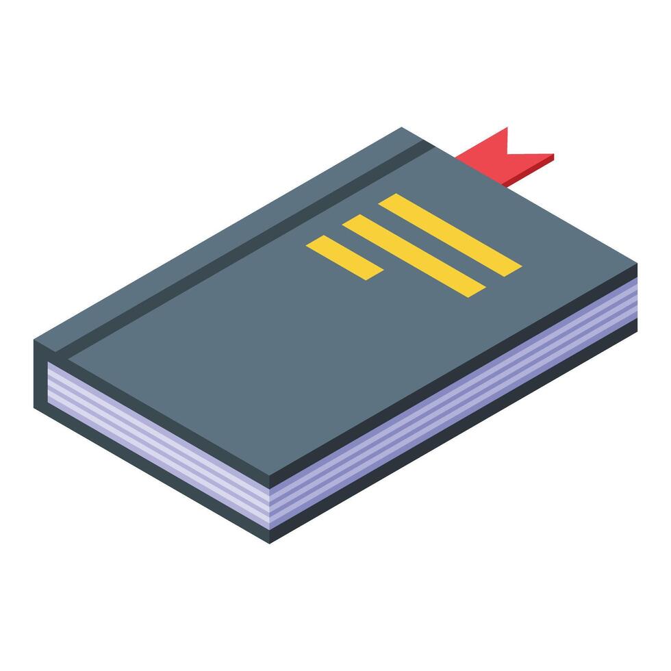 Isometric closed book with red bookmark vector