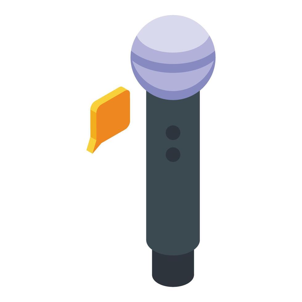 Isometric microphone illustration with yellow label vector