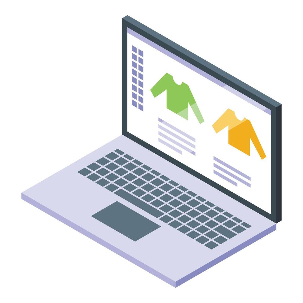 Isometric online shopping concept on laptop vector