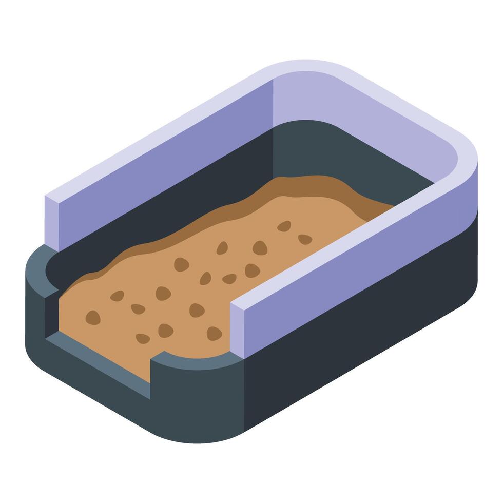 Isometric illustration of a litter box vector