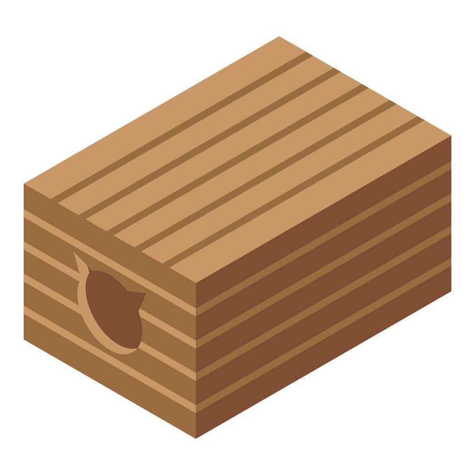 Isometric wooden crate with apple logo vector