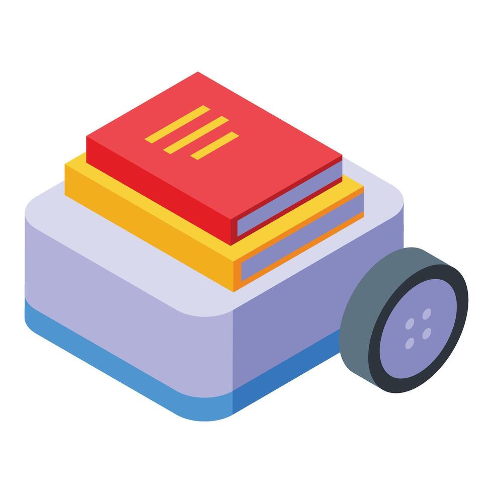 Isometric books on podium with spotlight vector