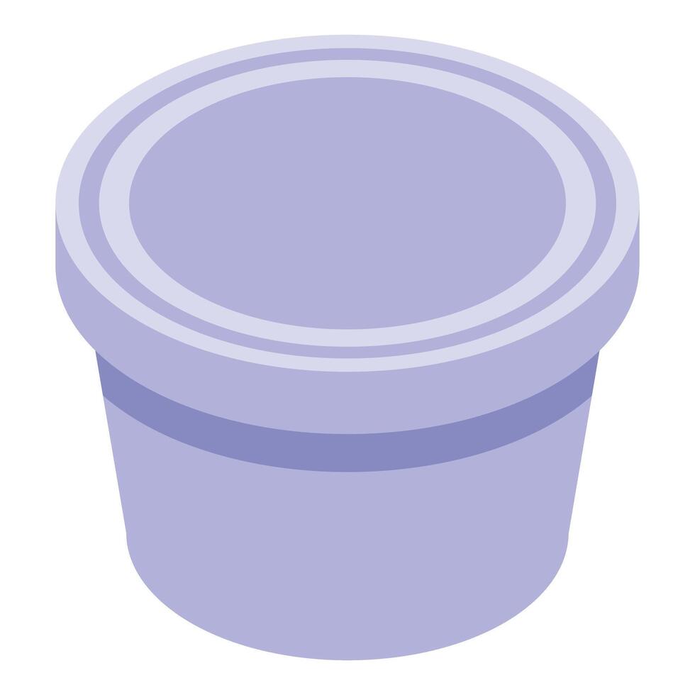 graphic of a purple isometric plastic container with lid, isolated on white vector