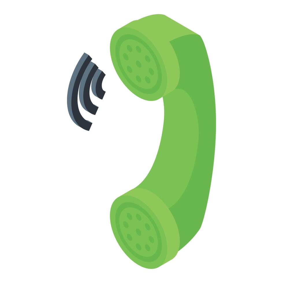 Vintage green telephone receiver isometric illustration vector