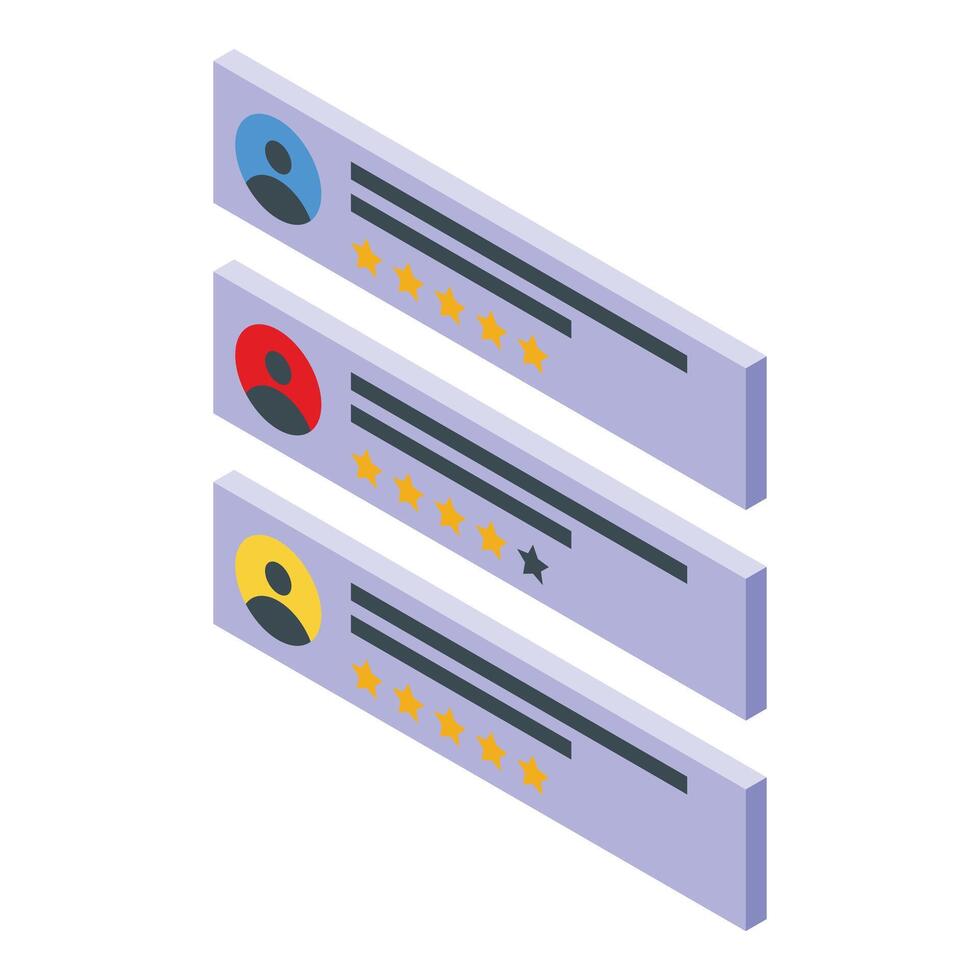 Isometric online review and rating concept vector