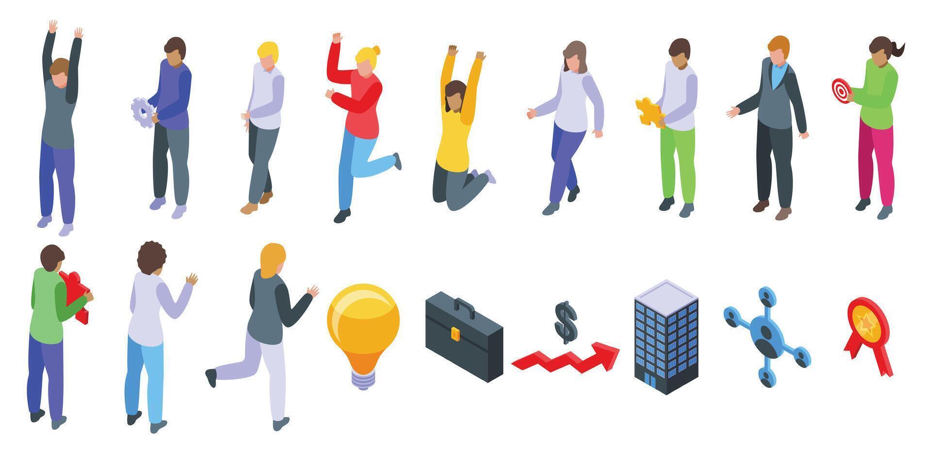 Icebreaker . A group of people are shown in various poses vector
