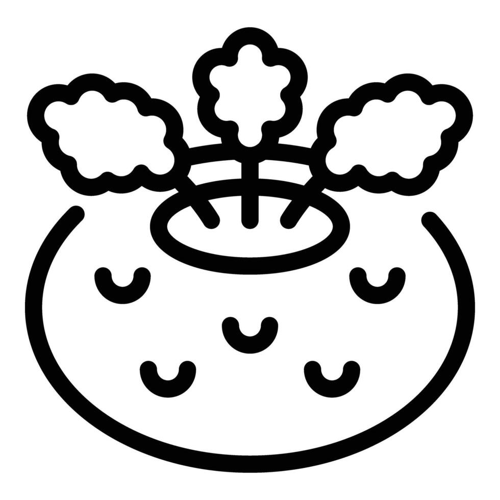 Rich vitamin kohlrabi icon outline . Nutritious turnip stem vector