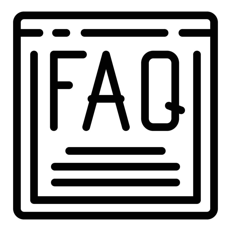 FAQ website section icon outline . User support page vector