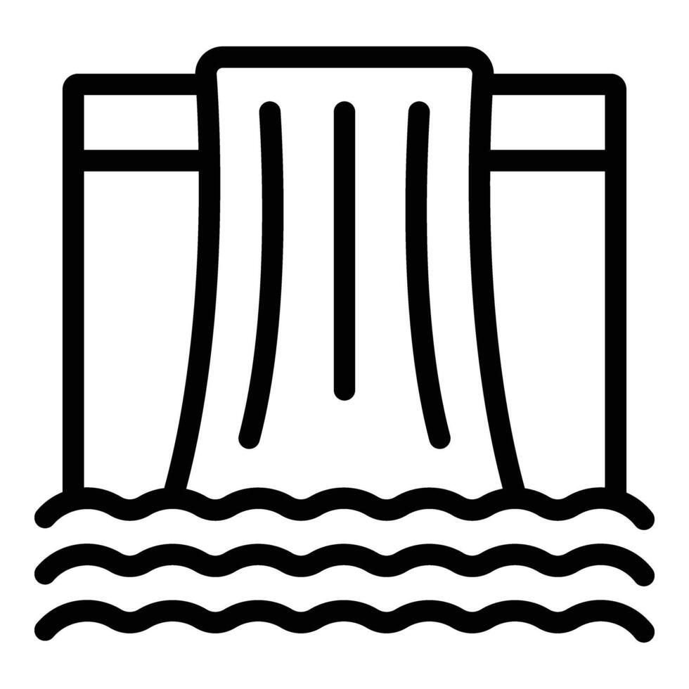 Iceland waterfall icon outline . Famous Nordic journey vector