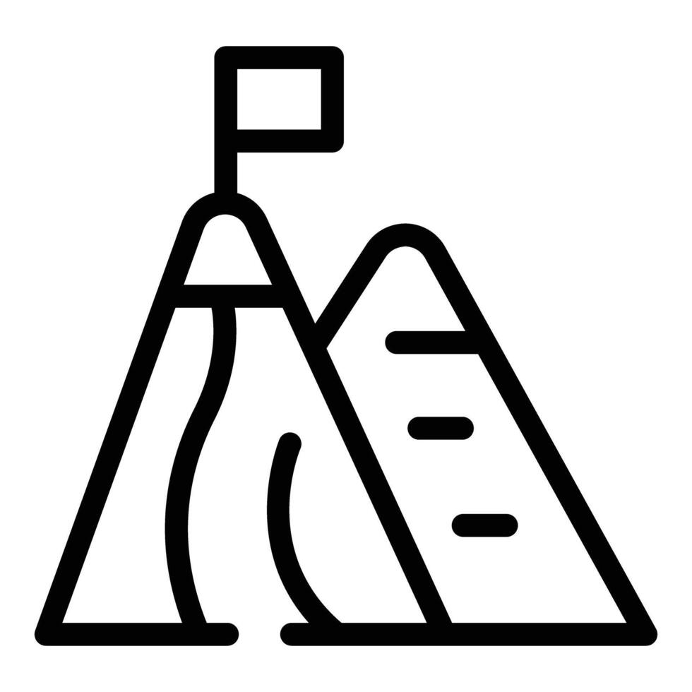 Stylized mountain peak icon with flag vector