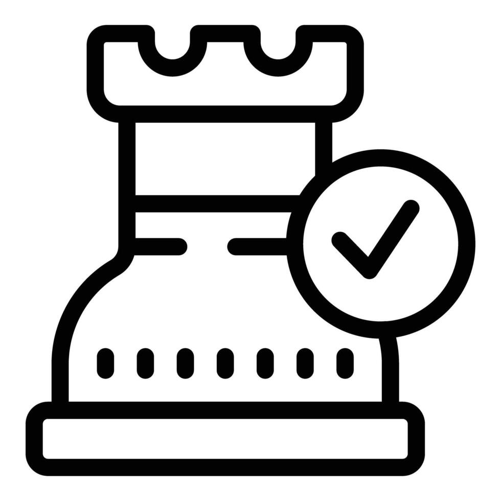 Line art icon of checked rook chess piece vector