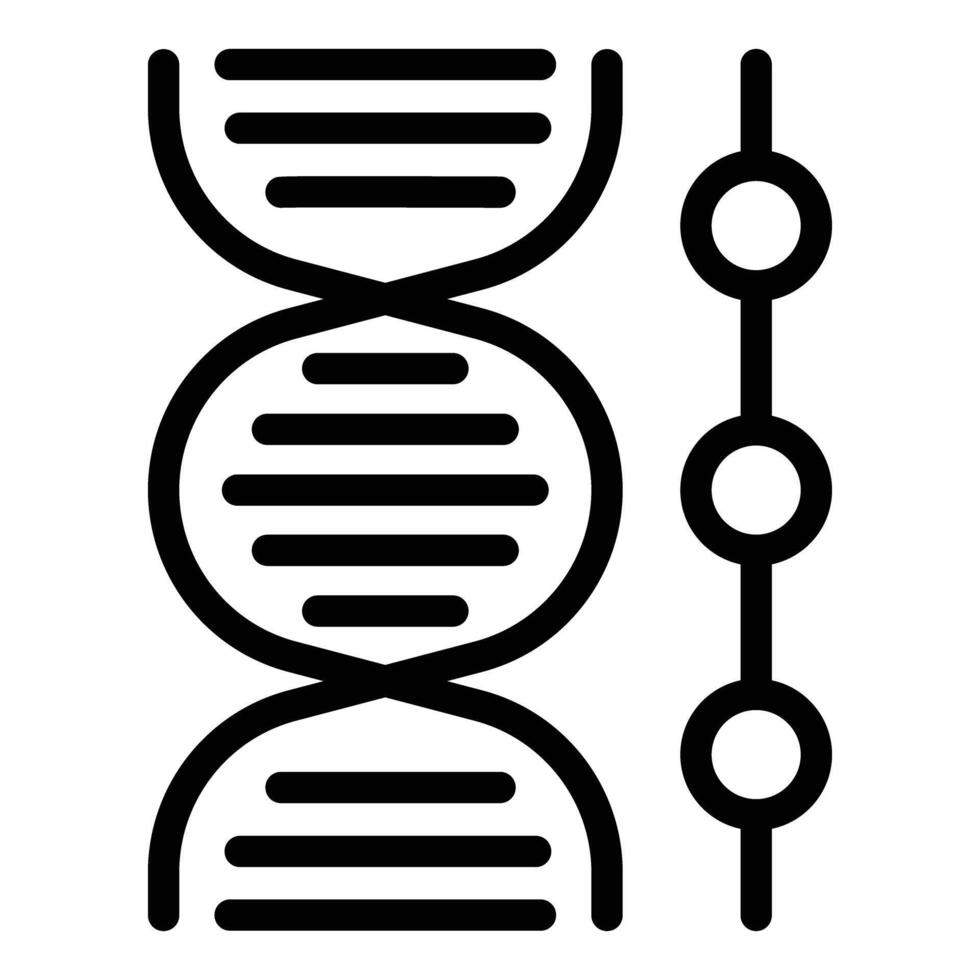 Black and white icon of a dna double helix structure, ideal for scientific themes vector