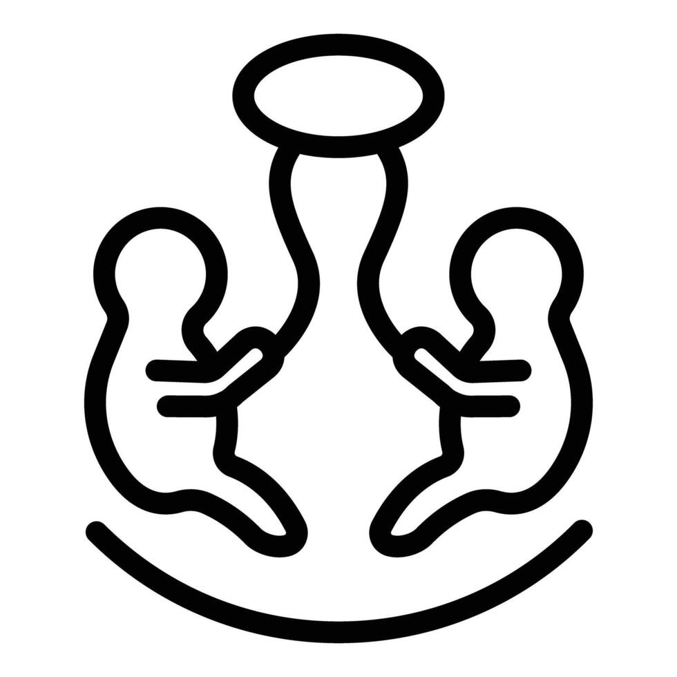 Icon of triplets in a cradle with pacifier above vector