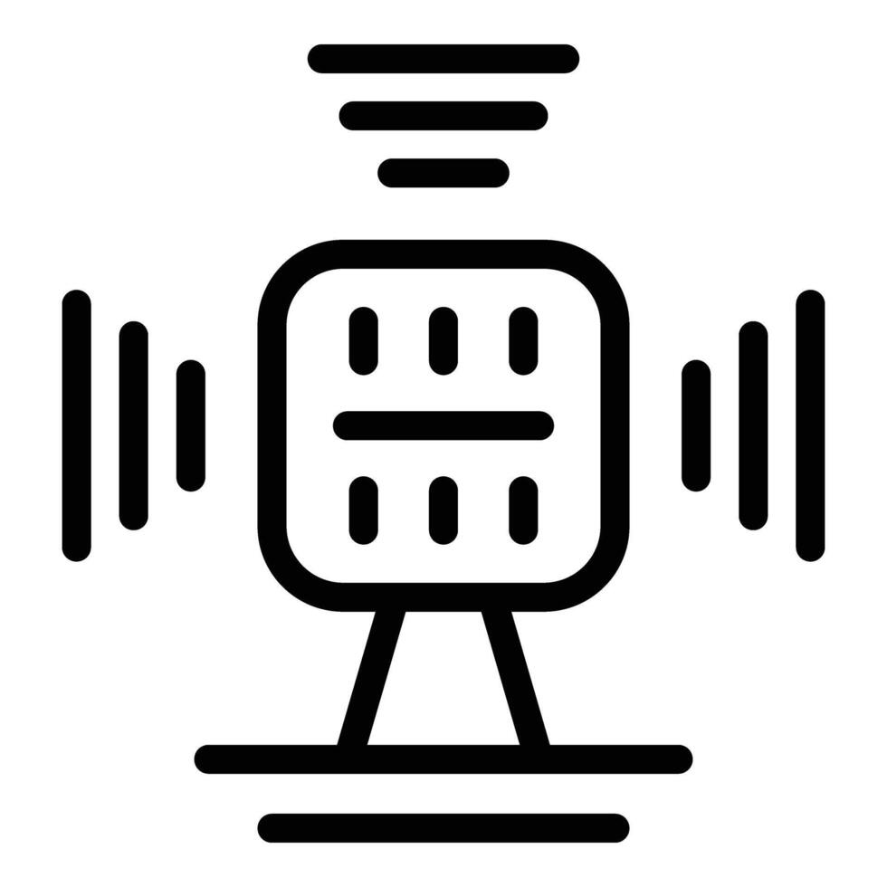 Tech enabled home system icon outline . Digitalized household service vector