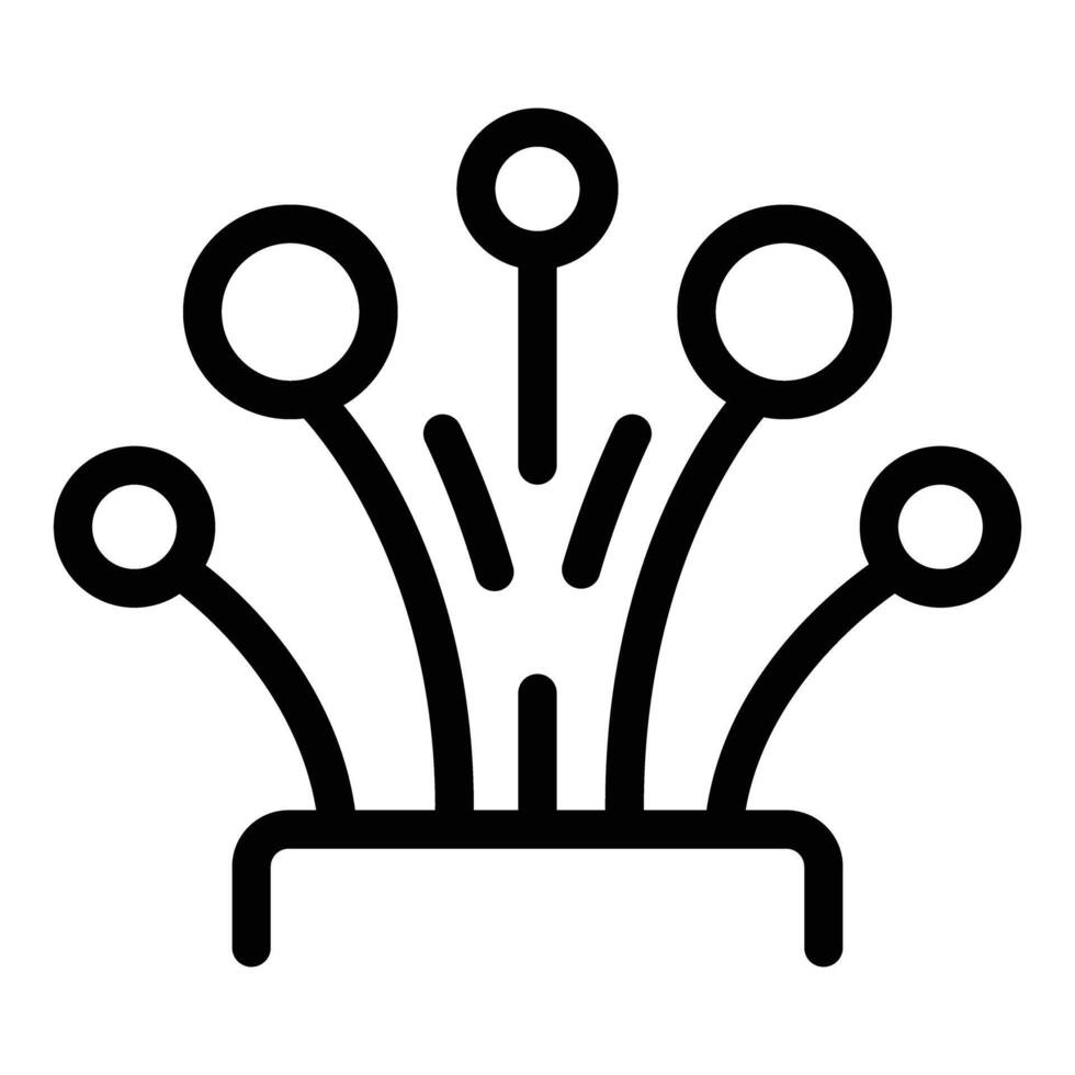 Black line art icon representing digital innovation with abstract circuit connections vector