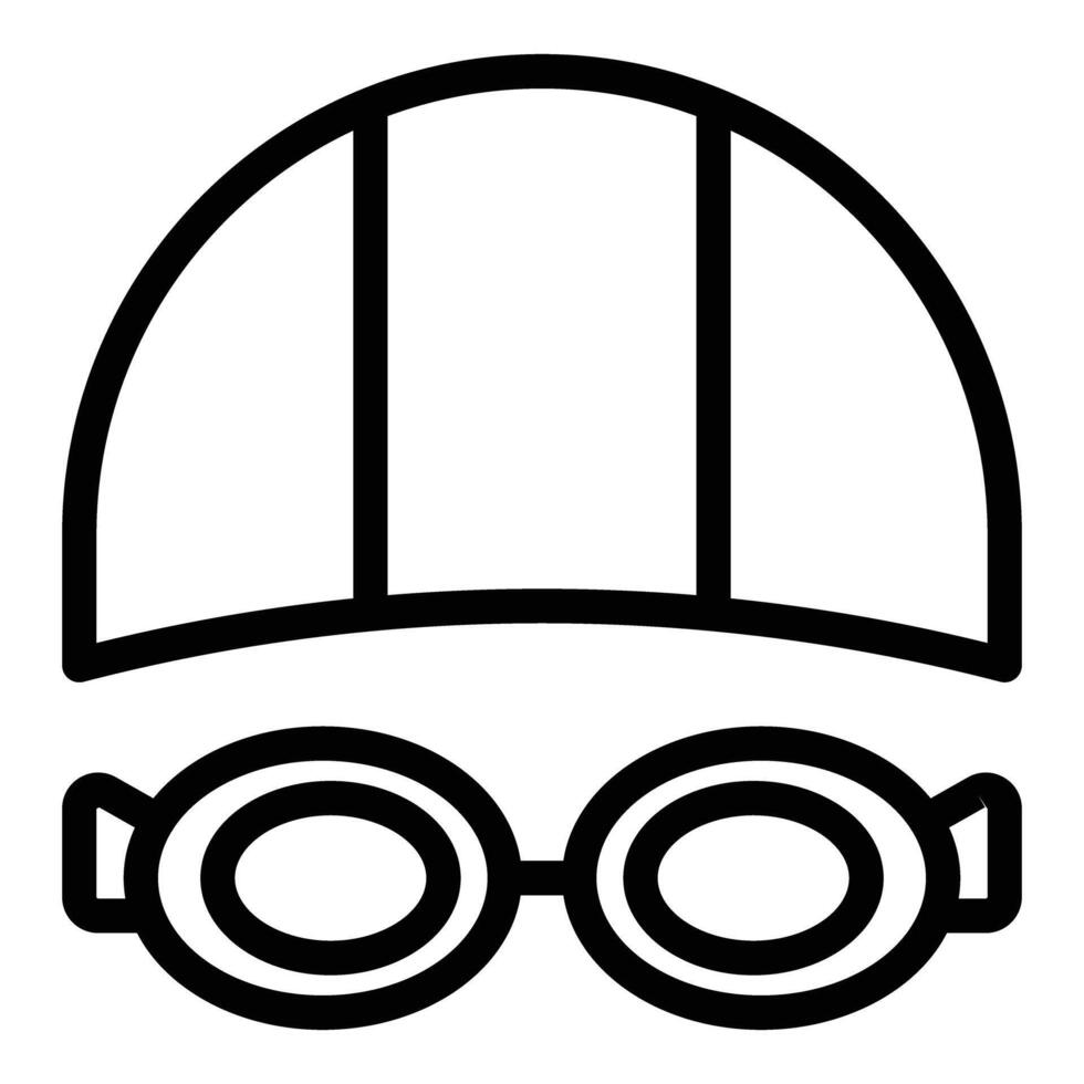 Retro swimming cap and goggles icon vector