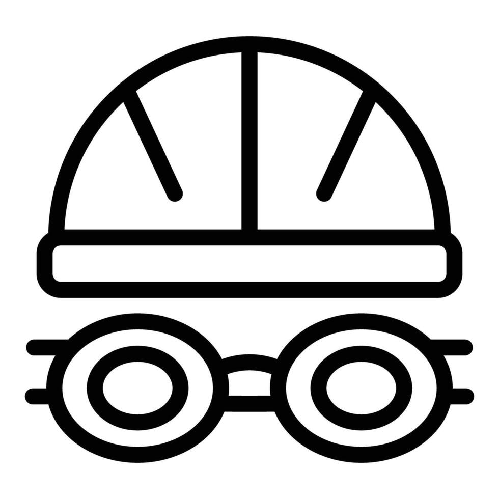 construcción la seguridad casco y lentes icono vector