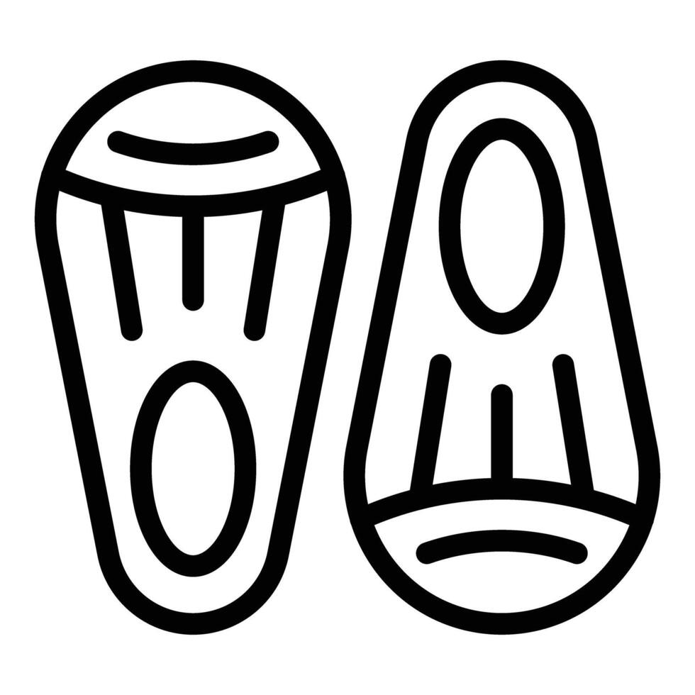 Black and white line art illustration of flip flops vector
