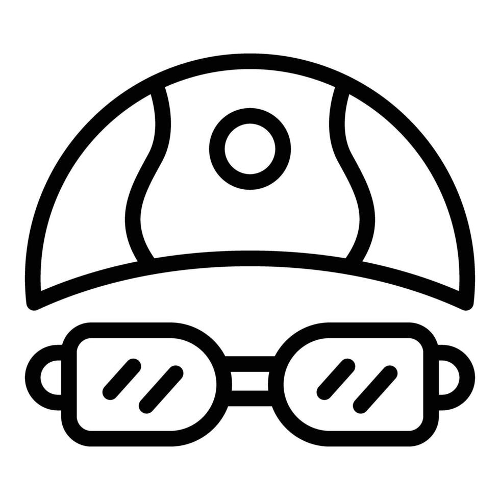 Black and white outline of safety glasses and helmet icon vector