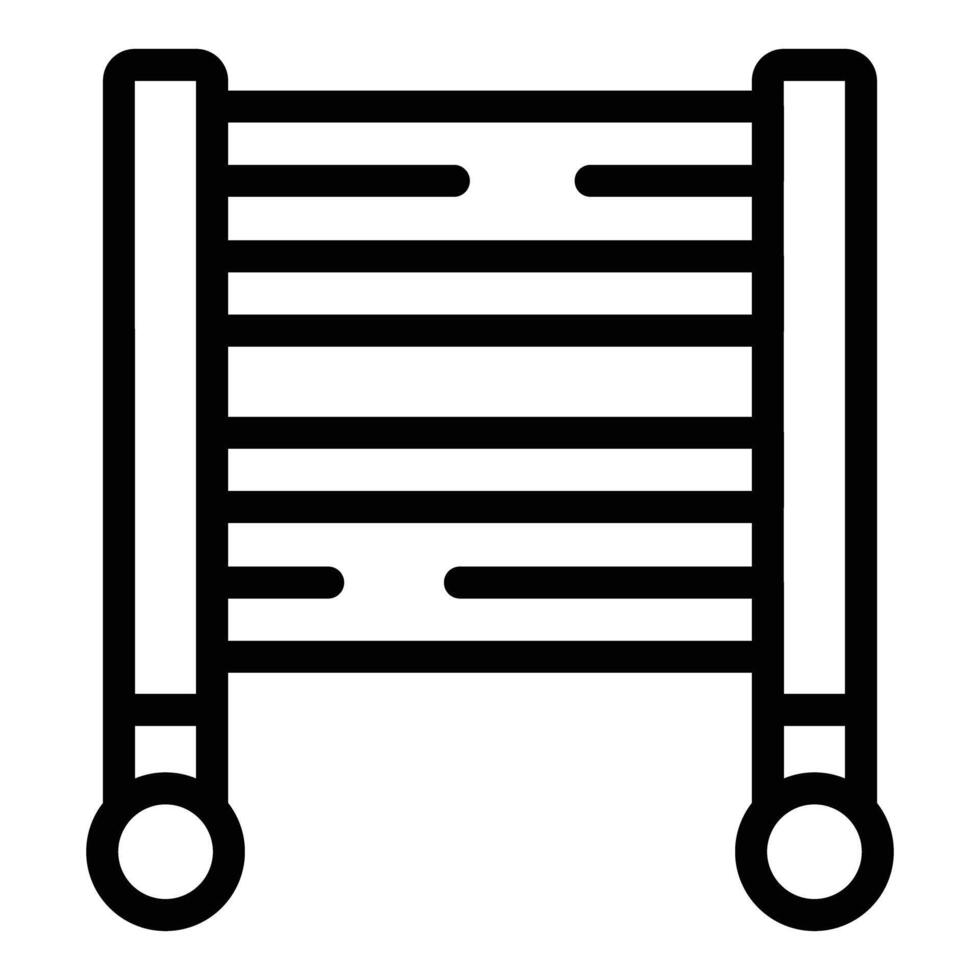 Black and white line icon of a wooden ladder vector