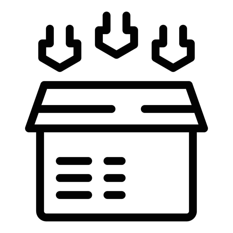 Delivery package icon with downward arrows vector