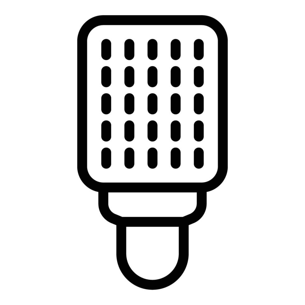 Simple black outline of a microphone icon on a white background vector