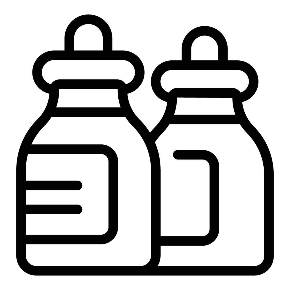 Black line art illustration of two condiment bottles vector