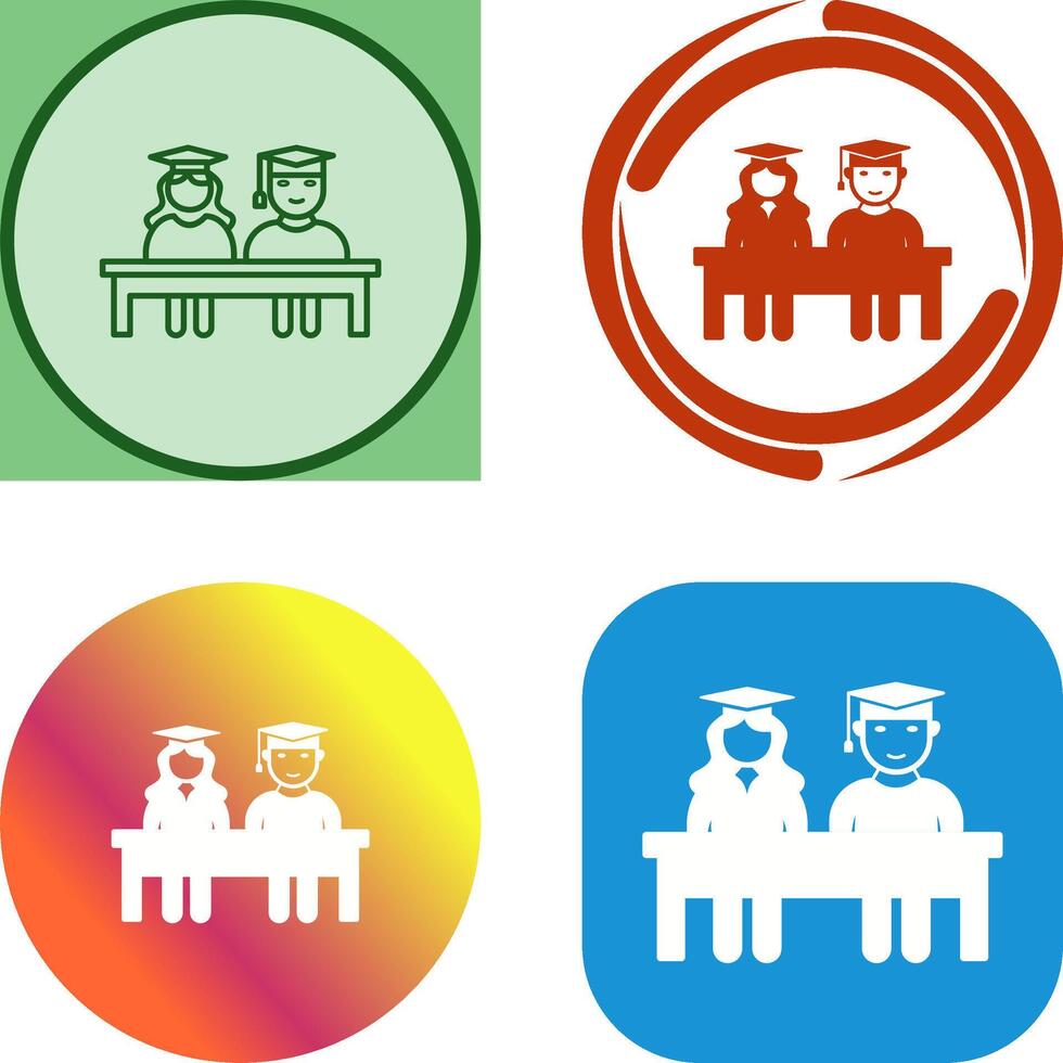 Unique Students Sitting Icon Design vector
